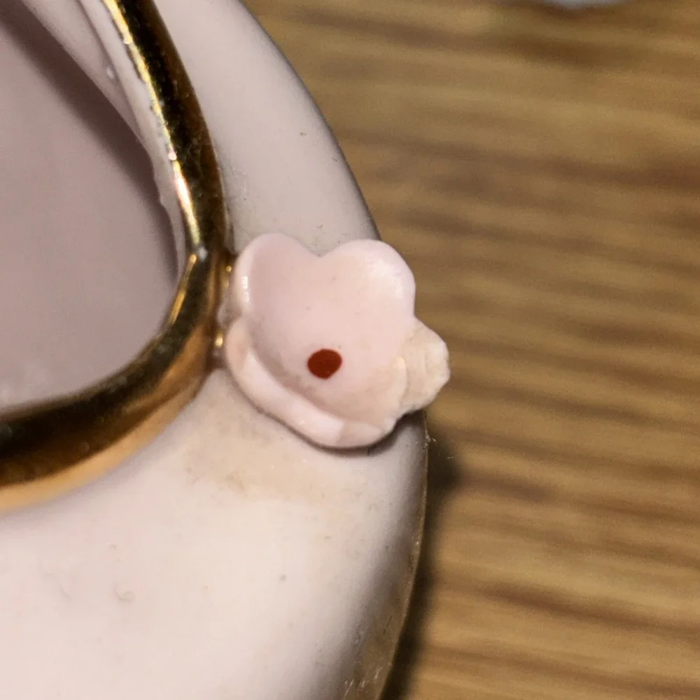 Vintage Lefton Porcelain Purse Shaped Vase  Pink Blue Flowers Gold‎ Accents